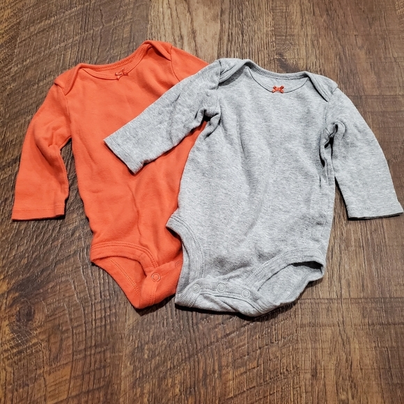 Carters Just One You Baby Girl Long Sleeve One Piece Bodysuits Red Coral Grey 3M - Picture 1 of 7